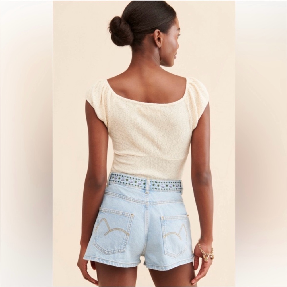 NWT FARM Rio Summer Garden Denim Shorts - Picture 3 of 15